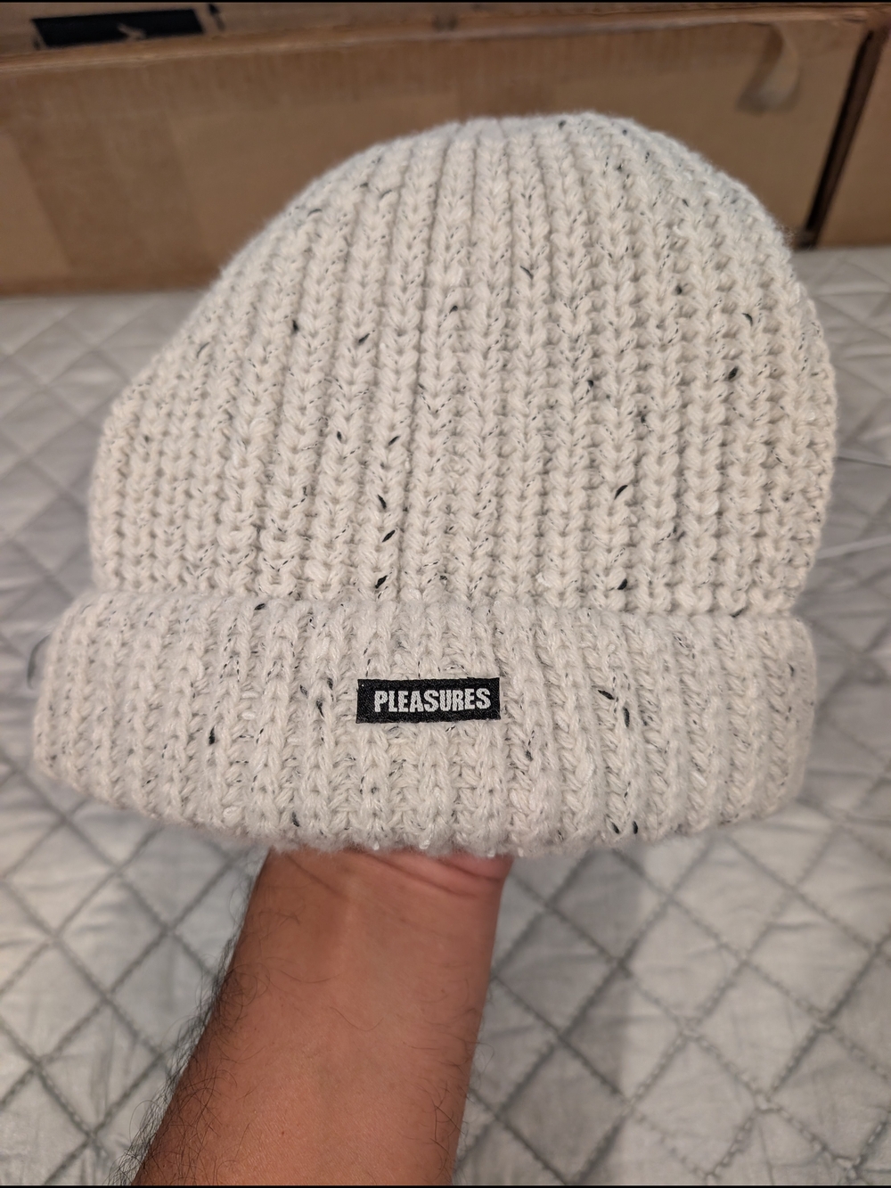 Pleasures Off-White Ribbed Knit Beanie